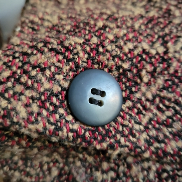 Vintage Blazer Suit Jacket By Jones Wear • Tan & Red • Size 14 - Picture 3 of 7